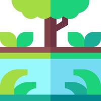 A flat icon of a tree and water vector