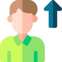 A man with an arrow pointing up and a green shirt vector