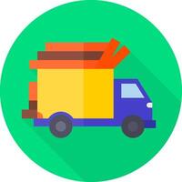 A flat icon of a truck with a load of wood vector