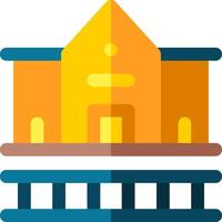 A building with a roof and stairs vector