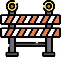 A construction barrier with two lights on top vector