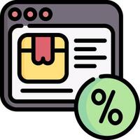 A computer screen with a percentage sign and a box with a percentage sign vector
