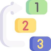 A colorful arrow pointing to the number one and two vector