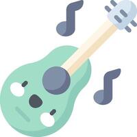 A cartoon guitar with music notes and a smile vector