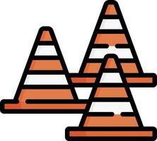 Three orange and white traffic cones on a white background vector