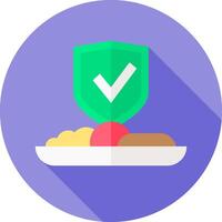 A flat icon of a plate with food and a shield vector