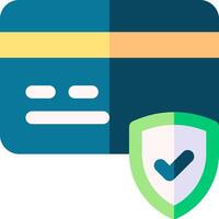 Credit card icon with shield and check vector