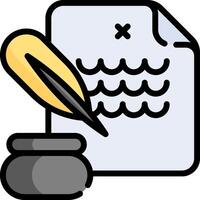 A pen and paper with a quill and ink vector