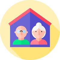An elderly couple in a house with a long shadow vector