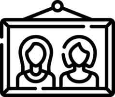 Two people in a frame with a picture of a woman vector