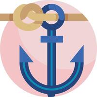 An anchor and rope are shown in a circle vector