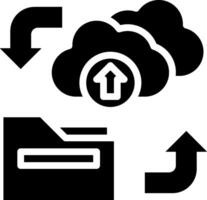 Cloud storage icon with a folder and an arrow vector