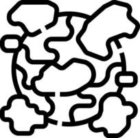 A black and white drawing of a globe with clouds vector