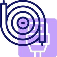 A purple and white logo with a circular object vector