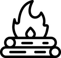A black and white image of a fire with logs vector