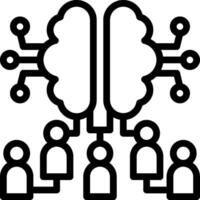 A black and white image of people connected to a brain vector