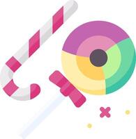 A candy cane and a lollipop are shown in a flat design vector