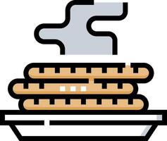 A stack of pancakes on a plate with a steam coming out of it vector