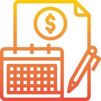 A calendar with a pen and dollar sign vector