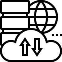 A cloud with a globe and arrows pointing to it vector