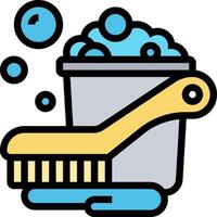 A bucket with a brush and soap in it vector