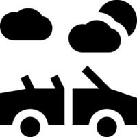 Car with broken windshield and clouds vector
