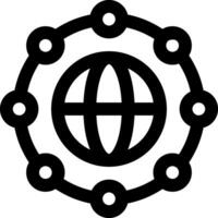 A black and white logo with a globe and a circle vector
