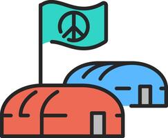 A peace flag and two tents with a flag vector