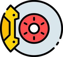A yellow disc with a red wheel on it vector