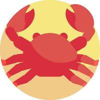 A red crab icon on a yellow background vector