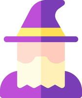 A purple wizard with a hat and a yellow hat vector