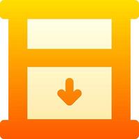 A yellow and orange box with an arrow pointing down vector
