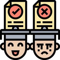 Two people with hats on their heads with a check mark vector