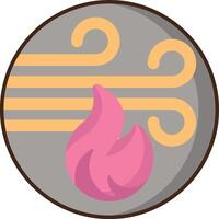 A pink fire with a yellow flame in the center of a circle vector