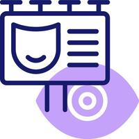 A purple icon with a shield and a camera vector