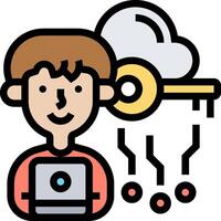 A man holding a laptop and a key vector