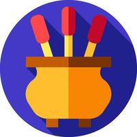 A flat icon of a pot with three sticks vector