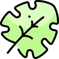 A cartoon green leaf with a black outline vector