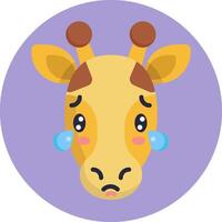 A giraffe with a sad face on a purple background vector