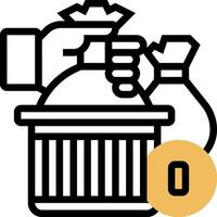 A hand is holding a bag of money and a sign that says 0 vector