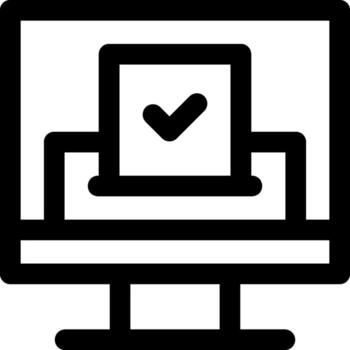 un computadora monitor con un cheque marca en eso vector