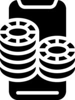 A black and white icon of a stack of coins vector