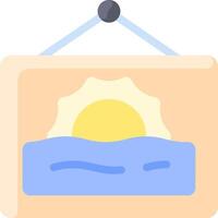 A sun and water in a frame with a rope hanging from it vector