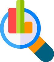 A magnifying glass with a bar graph on it vector