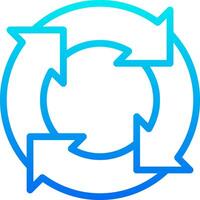 A circular arrow icon with arrows pointing in different directions vector
