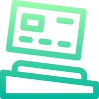 A computer with a credit card on top of it vector