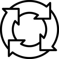 A circular arrow symbol with arrows pointing in different directions vector