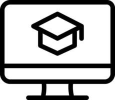 A computer monitor with a graduation cap on it vector