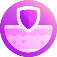 A purple and white icon with a shield on it vector