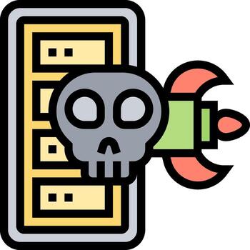 A skull with a rocket on top of a computer vector